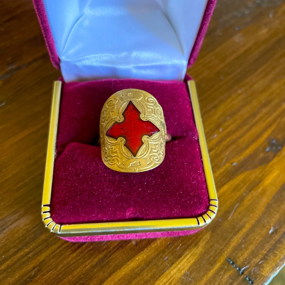 Enamel and pure copper ring by Skrocki